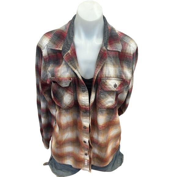 University of Montana Grizzlies Plaid Flannel Shirt LARGE Oversized Football UM - Picture 4 of 7